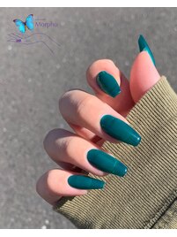 秋カラーでシンプルロングネイル