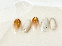 リベレ(LIBELLE)/ブラウン×ラメ/大人上品ネイル