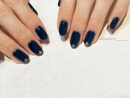 ネイビー　ラメアート　シンプル