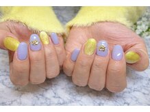 オープンセサミ ネイルアンドアイラッシュ 荻窪店/ラベンダー×イエローの春ネイル