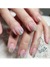 塗りかけストライプnail♪