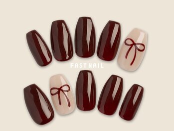 ファストネイル 葛西駅前店(FAST NAIL)/リボン/ボルドー【12408】