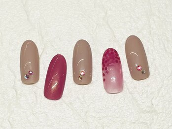 サローネ レジーナ(salone Regina)/冬ネイル/シンプル/ピンク/ホロ
