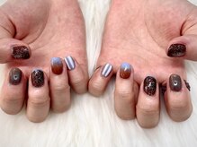 イマージュ(image)/茶×水色トレンドネイル☆SAYAKA