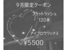 【9月限定】フラットラッシュ120本+アイブロウワックス　￥5500