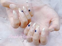 エンジェルネイルサロン(Angel nail salon)/ミラーフレンチX手書き星