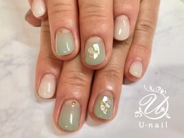 くすみグリーン☆シンプルグラデ
