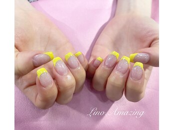 リノ アメージング(Lino.amazing)/黄色フレンチネイル