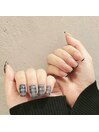 チェックネイル×フレンチネイル
