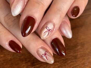 メロー(Meloo)/大人ボルドー＋リボンネイル♪