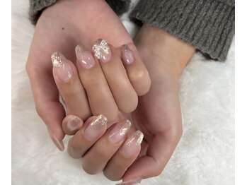 ユニティネイル(Unity nail)/ラメグラリボンネイル☆