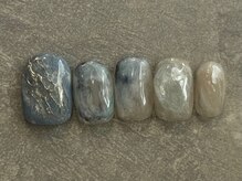 カラネイル 南森町店(calla nail)/奥行き　ブルー　鉱物ネイル