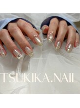 ツキカドットネイル(TSUKIKA.NAIL)/フラッシュグラデ+ビジュー