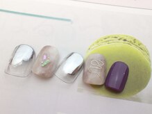 ネイルサロン ティディ(TIDY)/ミラーフレンチ&パープルネイル