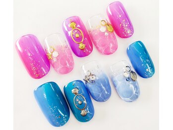 ネイルサロン クイール 小山店(NAIL SALON QUILL)/縦グラデーション＋ラグーン