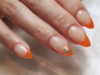 ミーナネイル(miinanail)/オレンジカラーフレンチネイル
