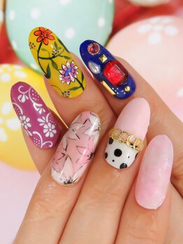 カラーズ 浜松店(colors)/レトロフラワーネイルで春先取り