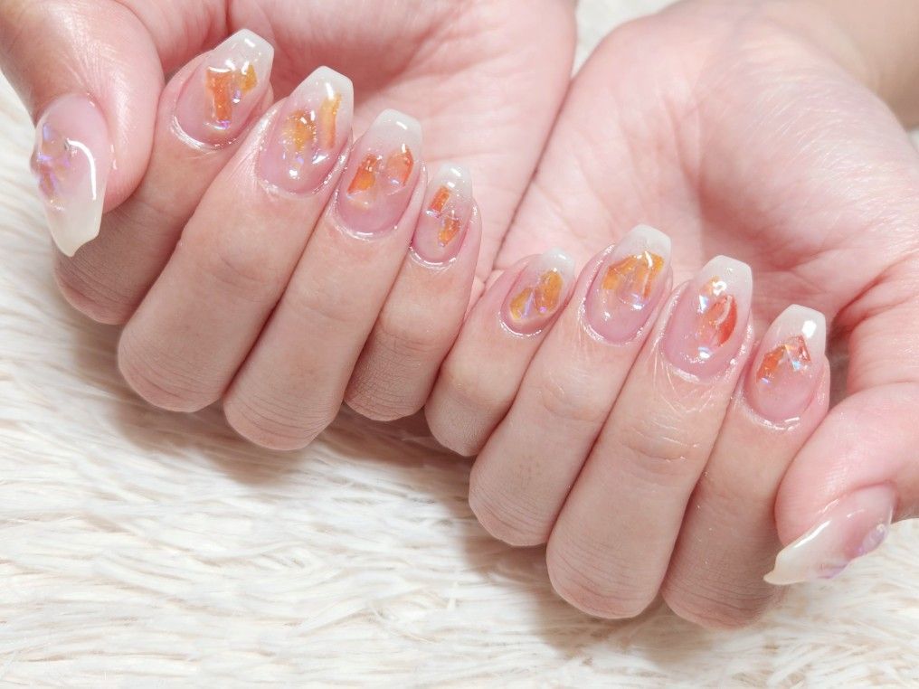 ネイルチップ ワンホン クリアストーン グラデーション オーロラ ホロ 2025年】新着順｜オーロラ/#クリアストーンのネイルデザイン(3ページ目