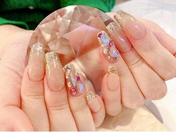 シェリ ネイル(Cherie Nail)/ラメフレンチ×埋め尽くし