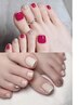 Foot 【人気♯】オフ+ 足湯角質ケアお爪の長さを整え+2色ワンカラー￥6800