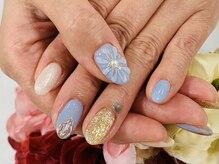 ダブルネイル(Double Nail)/【ほり】ぷっくりフラワー