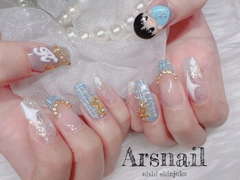 アルスネイル(Ars nail)/ブルーツイードネイル