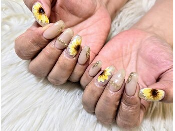 お持ち込み、ヒマワリネイル