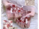 ガーリーネイル リボン ピンク
