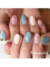 ラナンキュラス(Ranunculus)/冬のトレンド詰め込み Nail