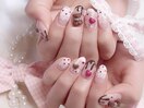 バレンタインくまネイル