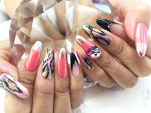 ネイルサロン リバース(Re:Birth)/ミラー×レオパードネイル♪