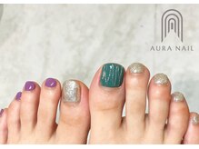 オーラ レアレア市川店内(AURA)/アシンメトリーフットネイル