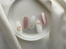 うる艶マグネット×押し花ネイル
