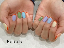 カラフルフレンチ×春ネイル