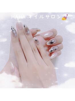 ハハ(HAHA)/黒チークネイル