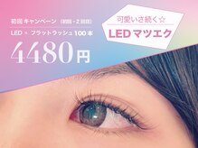 【マツエク】可愛さ続く☆LED×フラットラッシュ100本初回4480円