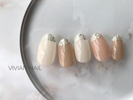先端ラメ　ストレートフレンチ