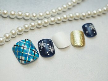 ネイルサロン ブランシュール(Nail Salon Blancheur)/ブルーチェックネイル