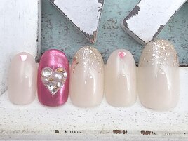 ピンクミラー×ハートネイル