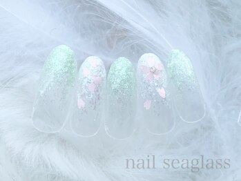 ネイル シーグラス(nail seaglass)/桜モチーフ♪控えめグラデ
