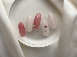 オフィス系シンプルなお花ネイル