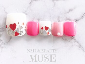 ミューズ MUSE 四街道大日店/ハートネイルくすみピンク春