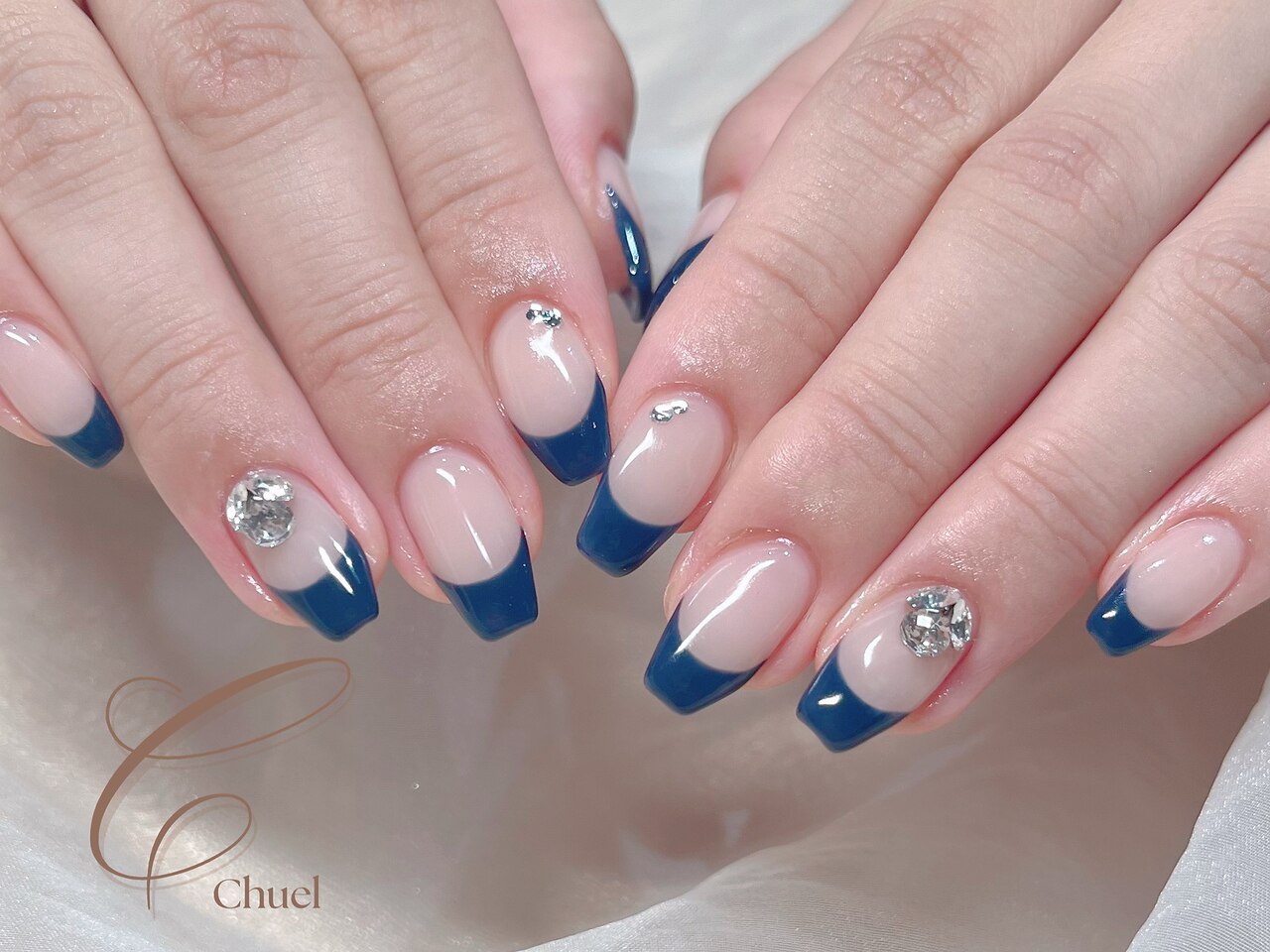 ︎さま　水色　青　推し　名前　星　フレンチ　キルティング　ジャニーズ 2026年冬トレンドブルー フレンチのネイルデザイン集｜人気順
