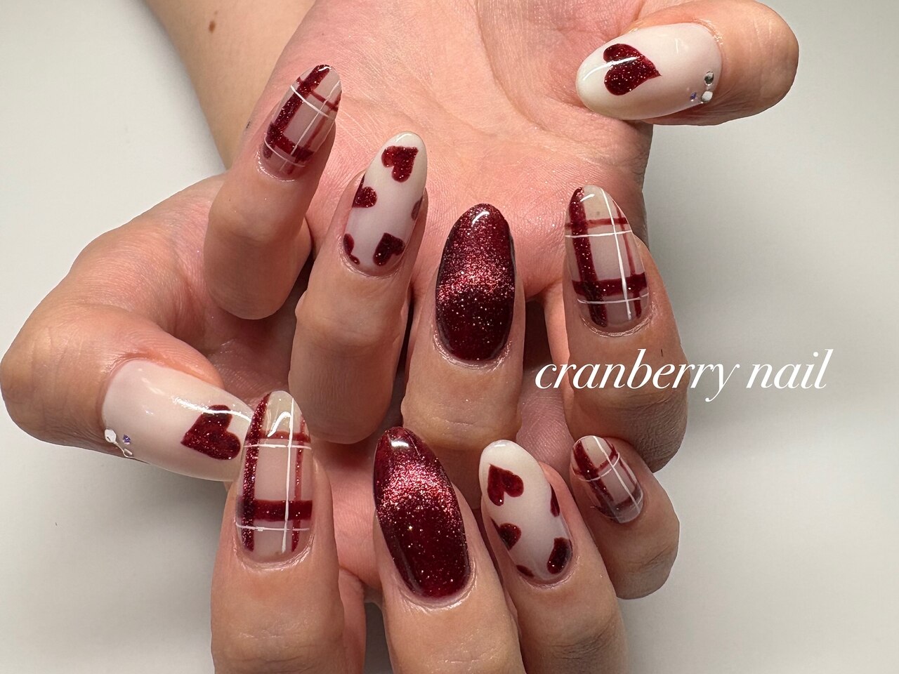 no.027 フレンチガーリー バーガンディ ボルドー ネイルチップリボンハート no.027 フレンチガーリー バーガンディ ボルドー ネイルチップ