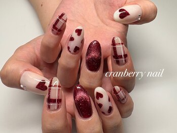 クランベリーネイル 代官山 恵比寿(cranberry nail)/秋のチェック&ハートデザイン