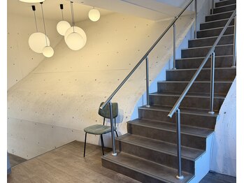 アオアイラッシュ 渋谷 表参道(ao.eyelash)/建物に貼りましたら階段で上へ！