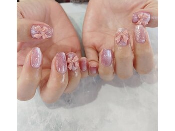 朱花 プルバイシュカ(fle by 朱花)/リボンネイル♪