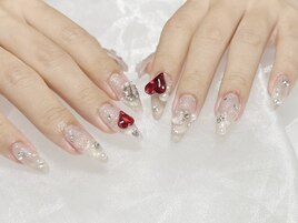 キラキラハートネイル