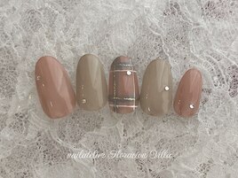 秋のチェックネイル