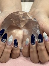チェリーブロッサム(A CHERRY BLOSSOM)/ネイビー大人ラメネイル